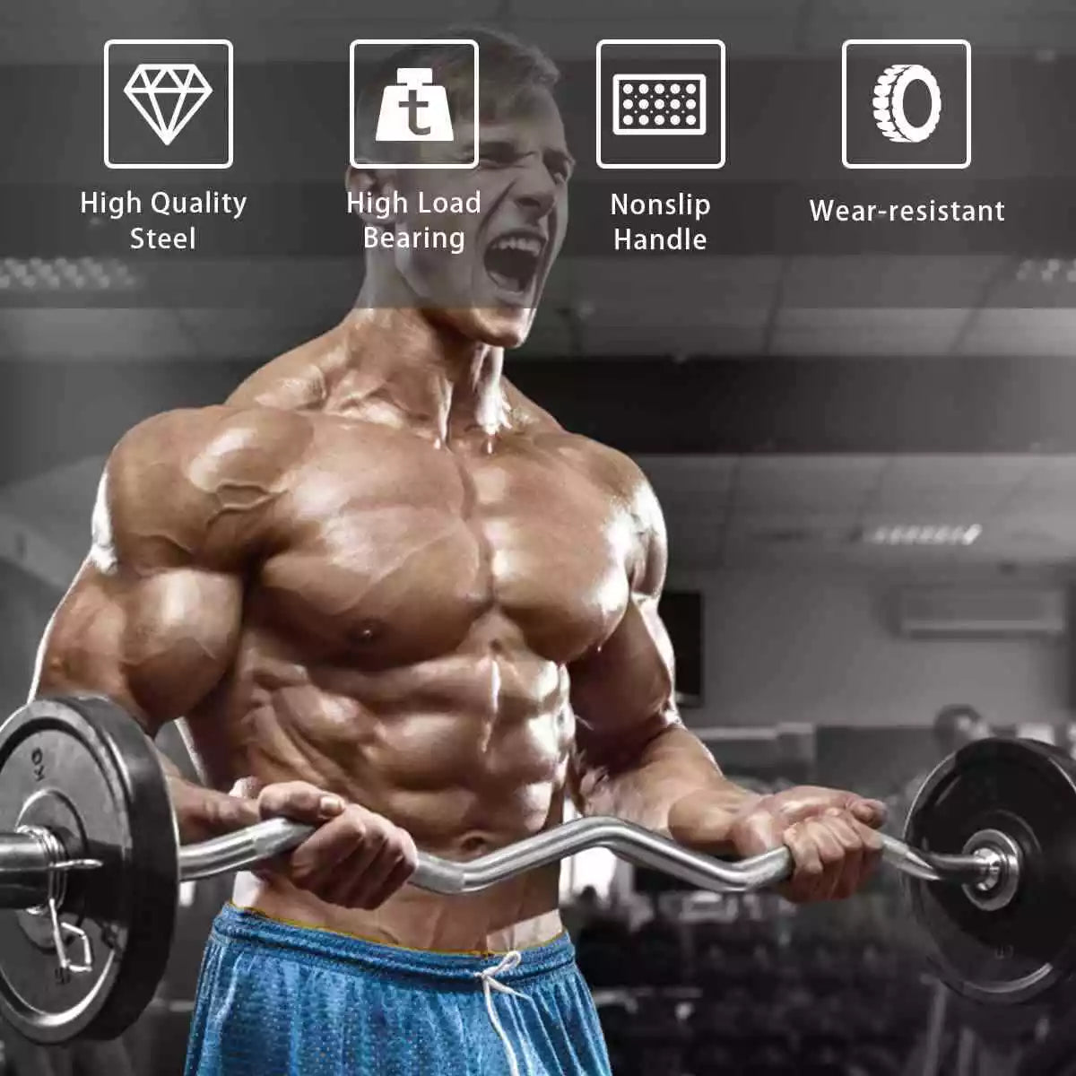 1.2m Olympic EZ Curl Weight Bar, Ideal for Biceps & Forearm Strength Training