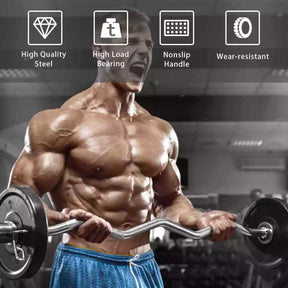 1.2m Olympic EZ Curl Weight Bar, Ideal for Biceps & Forearm Strength Training