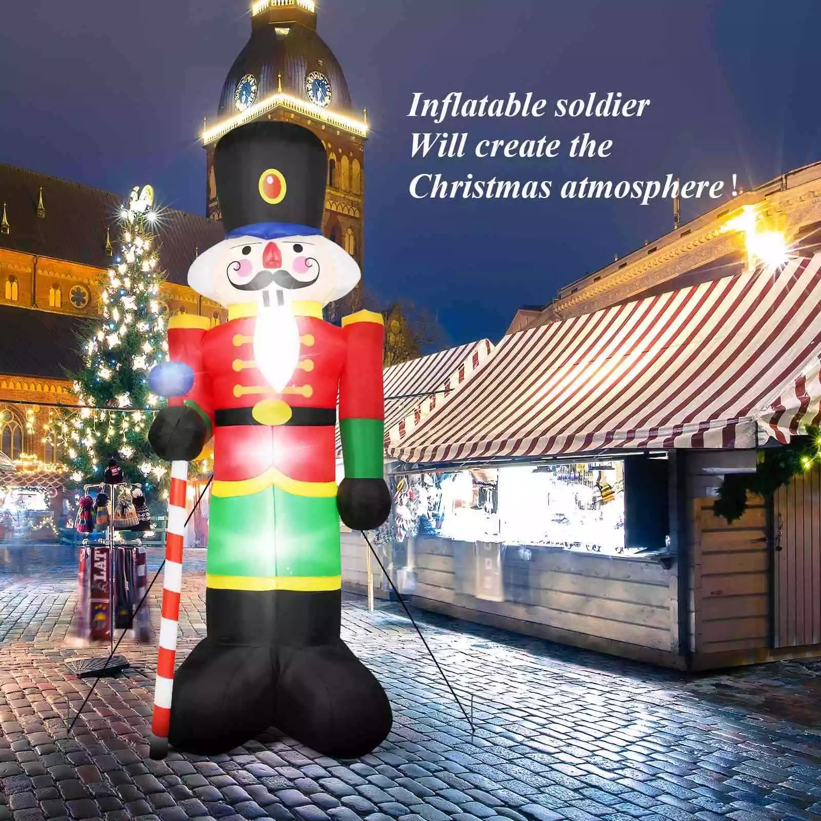 2.4M Inflatable Christmas Nutcracker Soldier Blow Up Xmas Decor Outdoor Party
