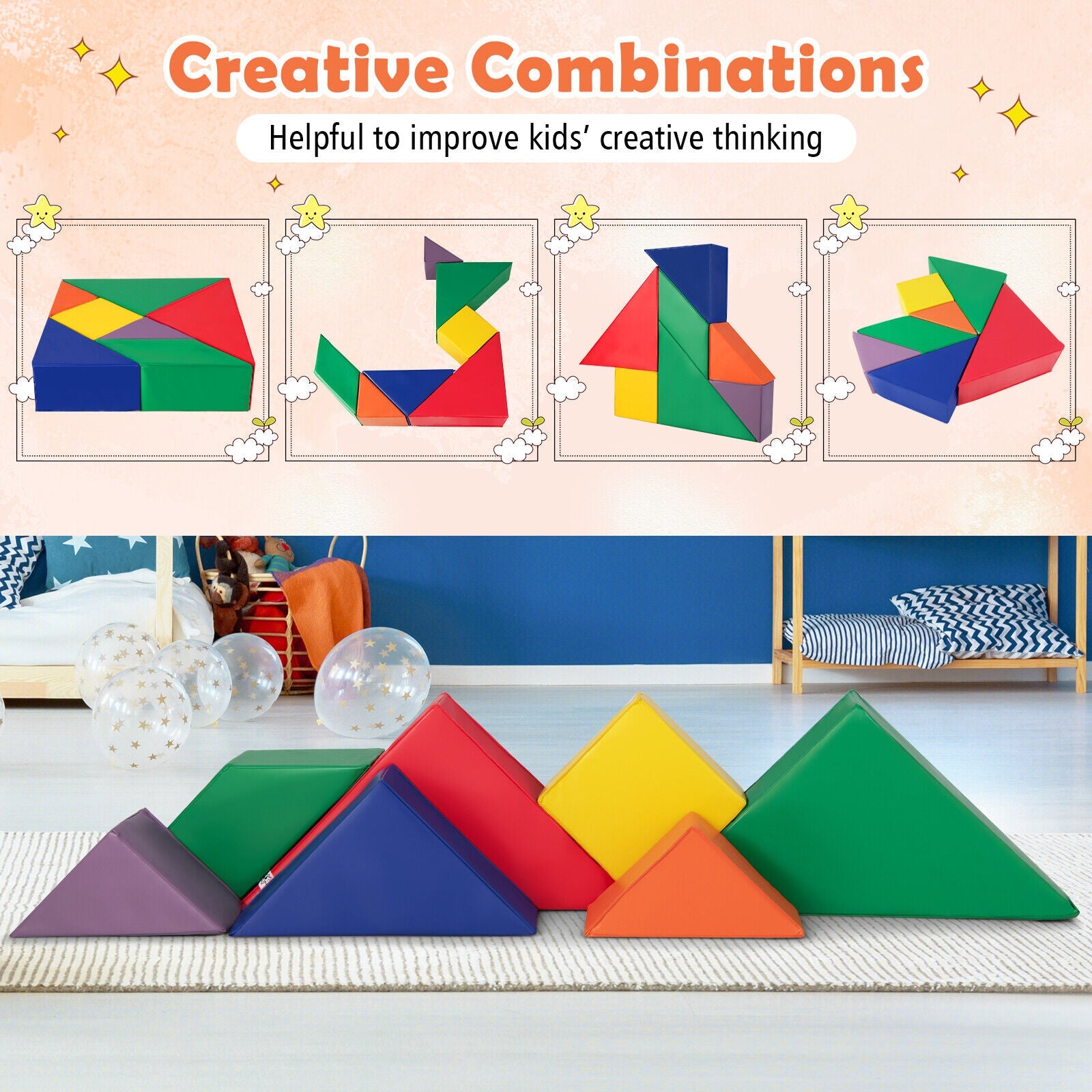 7-Piece Kids Climb and Crawl Foam Activity Play Set Baby Soft Climbing Block