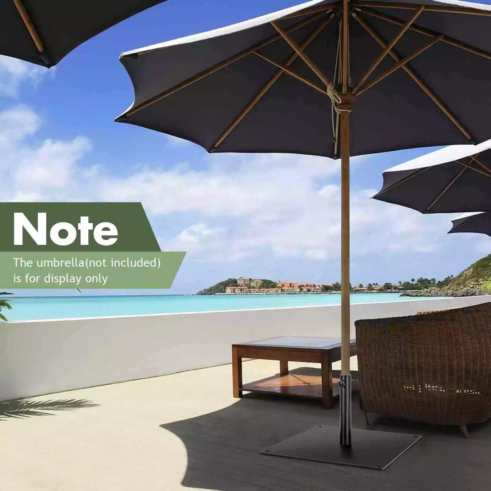 Giantex 63cm Patio Umbrella Base 19kg Outdoor Umbrella Holder with 4 Adjustable Footpads