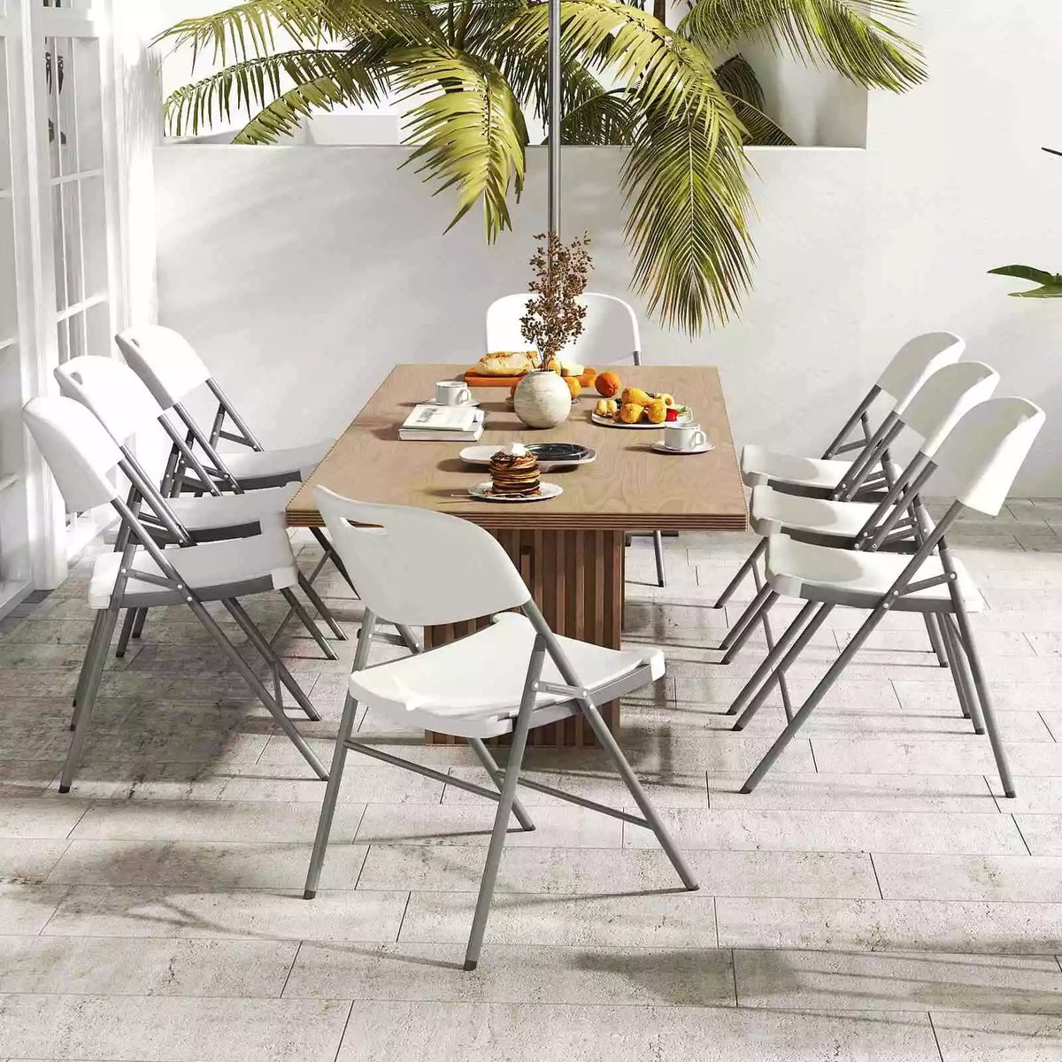 4 Pack Portable Seats w/ Metal Frame Stackable Folding Chairs for Indoor Outdoor