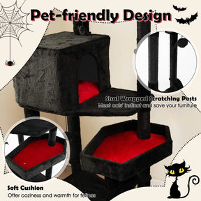 Gothic Cat Tree Indoor Extra Large Cat Tower w/ 2 Cat Condos & Scratching Posts