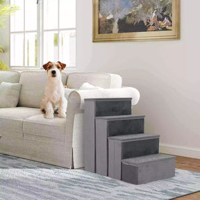 4-Step Dog Stairs Non-slip Foldable Dog Ramp for High Beds Sofas Storage Boxes