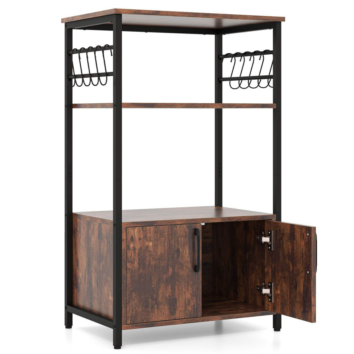 Industrial Kitchen Baker’s Rack 3-Tier Pantry Cabinet Microwave Oven Stand