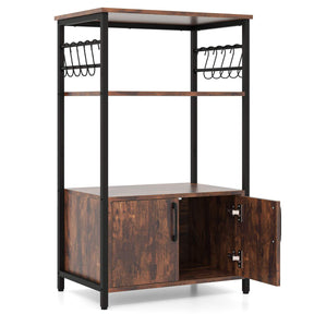 Industrial Kitchen Baker’s Rack 3-Tier Pantry Cabinet Microwave Oven Stand