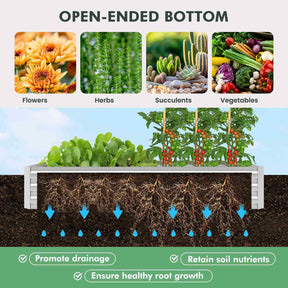 180 x 90 x 91cm Galvanized Raised Garden Bed w/ Greenhouse & Dual 2-Tier Windows