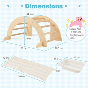 6 in 1 Kids Climbing Arch Playset Wooden Stoppers Toy Rocker Chair w/Storage Bin