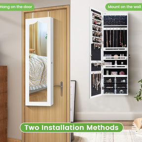 Jewelry Cabinet Armoire Full Length Mirror Wall/Door Mounted Storage Cabinet