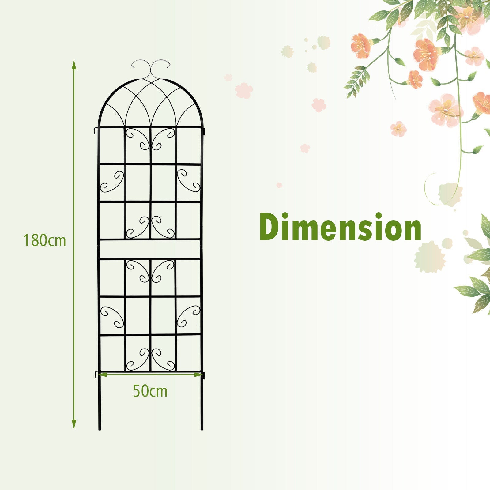 2PCS Metal Garden Trellis Fence for Climbing Plants Rustproof Decorative Screen