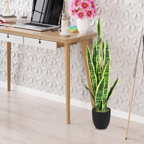 90CM Artificial Snake Plant Fake Sansevieria Faux Agave Plant w/ Pot 20 Leaves