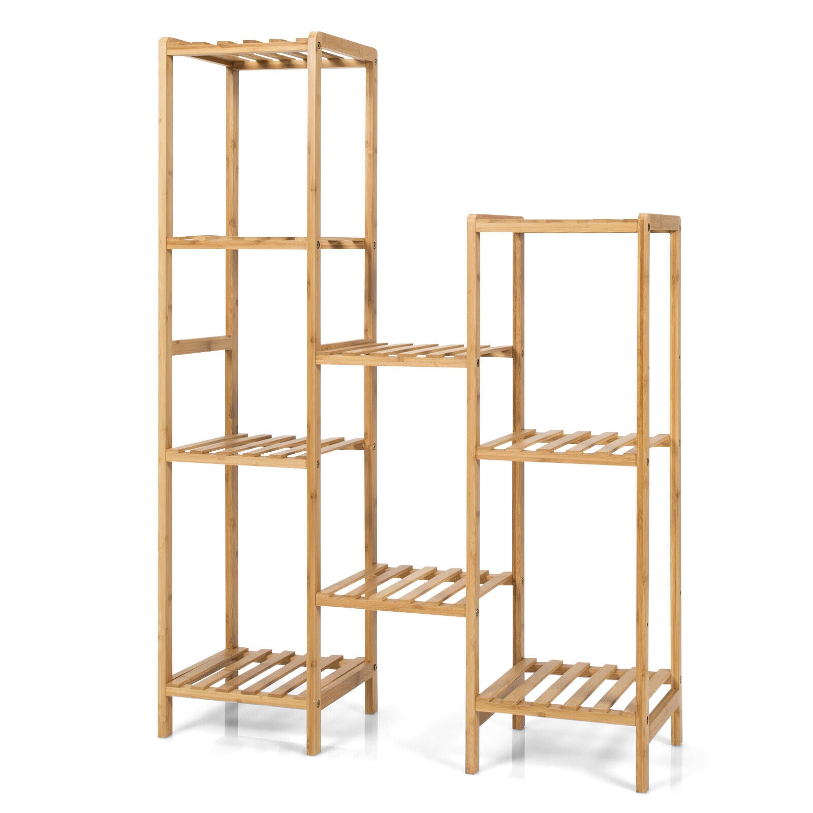 9-tier Wood Plant Stand Flower Pot Display Shelf Rack Living Room Patio