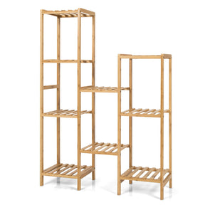 9-tier Wood Plant Stand Flower Pot Display Shelf Rack Living Room Patio