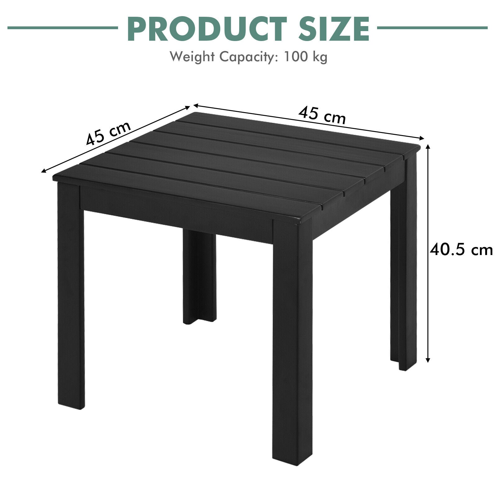 Wooden Square Side End Table Patio Coffee Bistro Table Indoor Outdoor