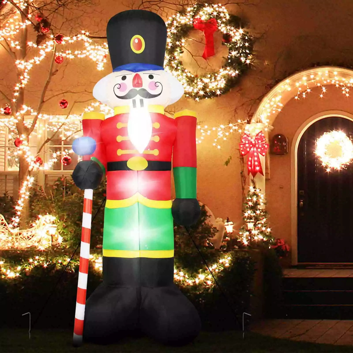2.4M Inflatable Christmas Nutcracker Soldier Blow Up Xmas Decor Outdoor Party