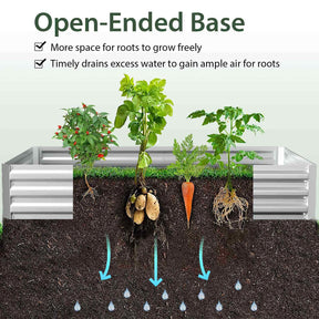 180 x 90 x 91cm Galvanized Raised Garden Bed w/ Greenhouse & Dual 2-Tier Windows