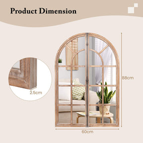 Farmhouse Wall Mounted Decorative Mirror Rustic Arched Window Pane Mirror