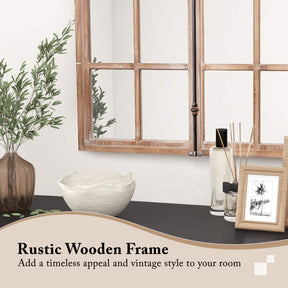 Farmhouse Wall Mounted Decorative Mirror Rustic Arched Window Pane Mirror