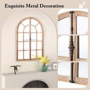Farmhouse Wall Mounted Decorative Mirror Rustic Arched Window Pane Mirror