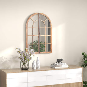 Farmhouse Wall Mounted Decorative Mirror Rustic Arched Window Pane Mirror
