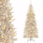 1.8 M Artificial Xmas Tree, Hinged Christmas Tree with Tinsel Leaves Easy Setup