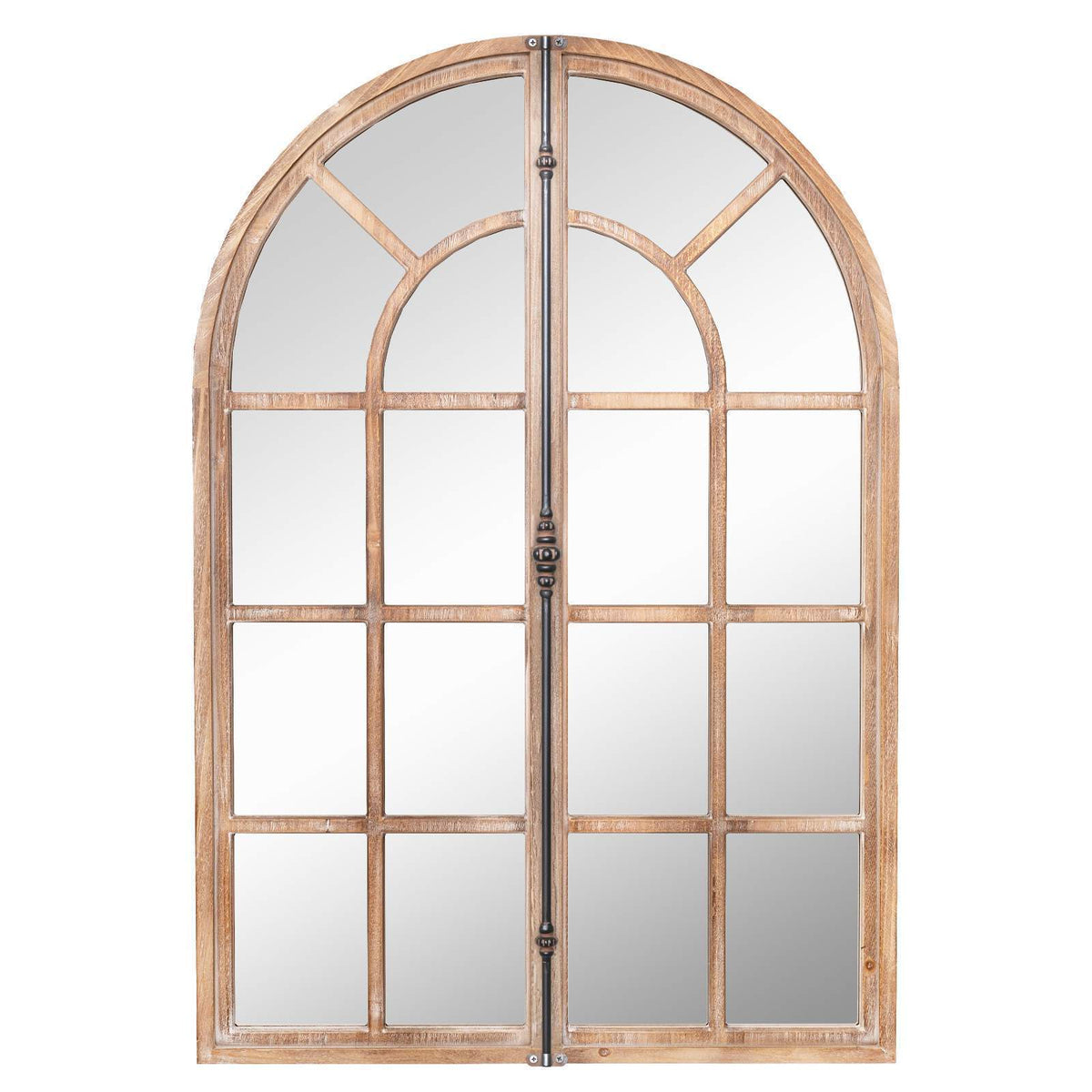 Farmhouse Wall Mounted Decorative Mirror Rustic Arched Window Pane Mirror