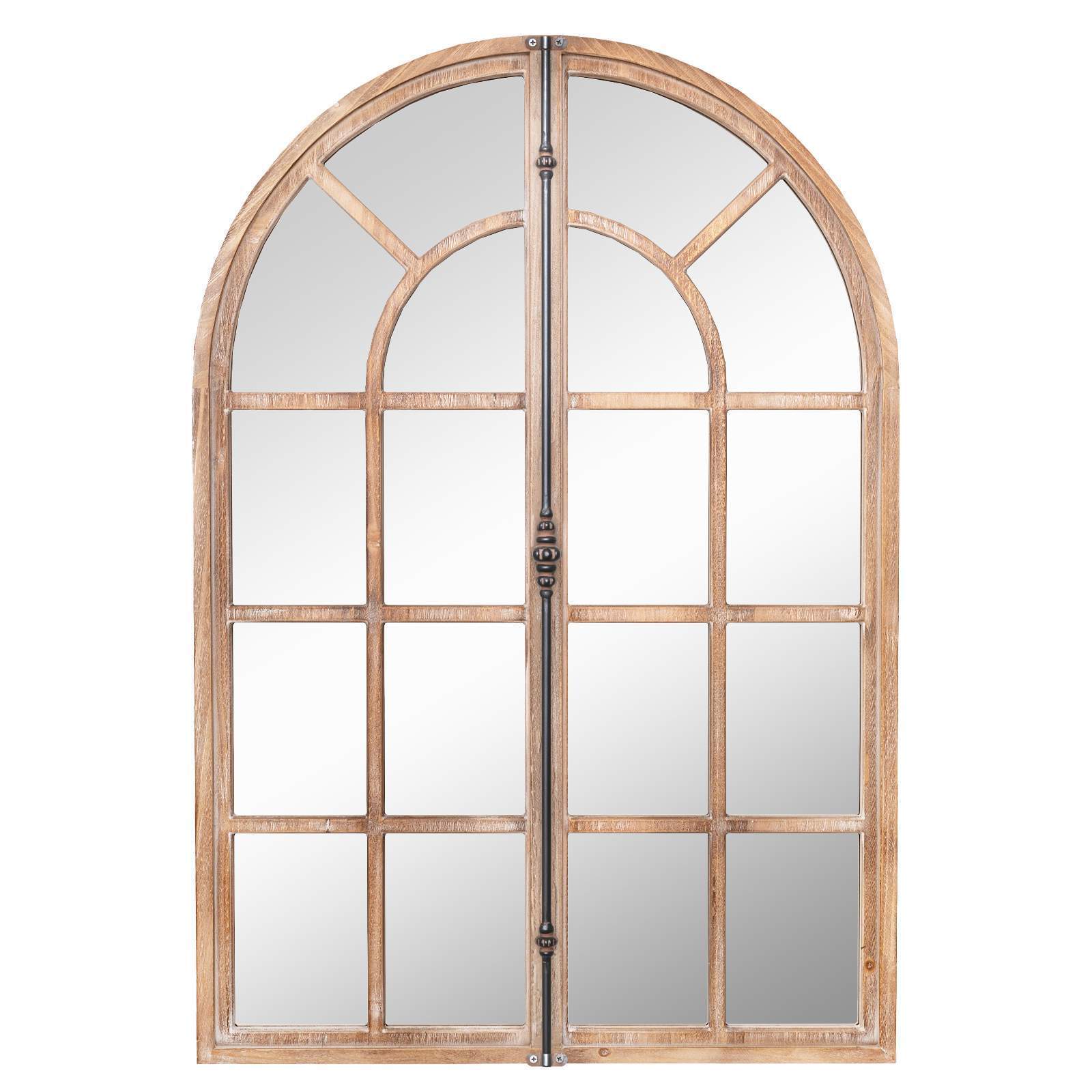 Farmhouse Wall Mounted Decorative Mirror Rustic Arched Window Pane Mirror