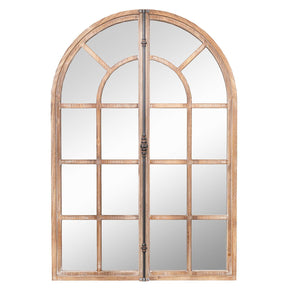 Farmhouse Wall Mounted Decorative Mirror Rustic Arched Window Pane Mirror