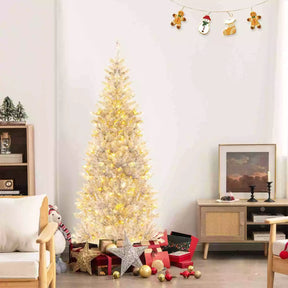 1.8 M Artificial Xmas Tree, Hinged Christmas Tree with Tinsel Leaves Easy Setup
