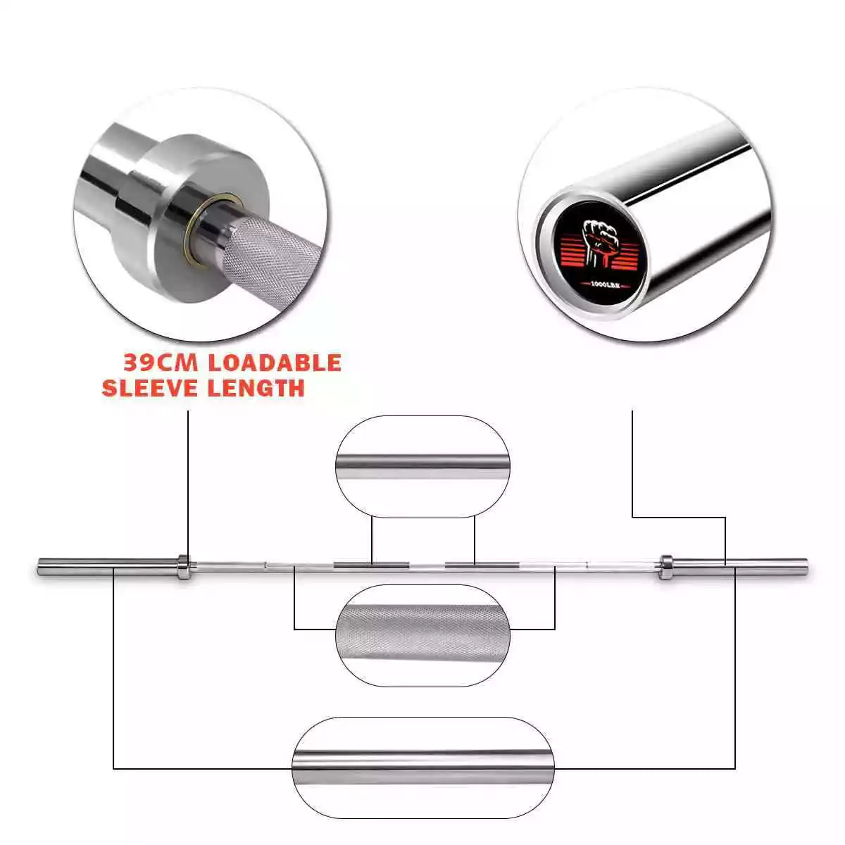 2.2m Olympic Weight Straight Bar for Home Gym