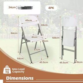 4 Pack Portable Seats w/ Metal Frame Stackable Folding Chairs for Indoor Outdoor