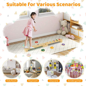 Kids Wooden Balance Beam Set with Stepping Stones Gymnastics Obstacle Course Toy