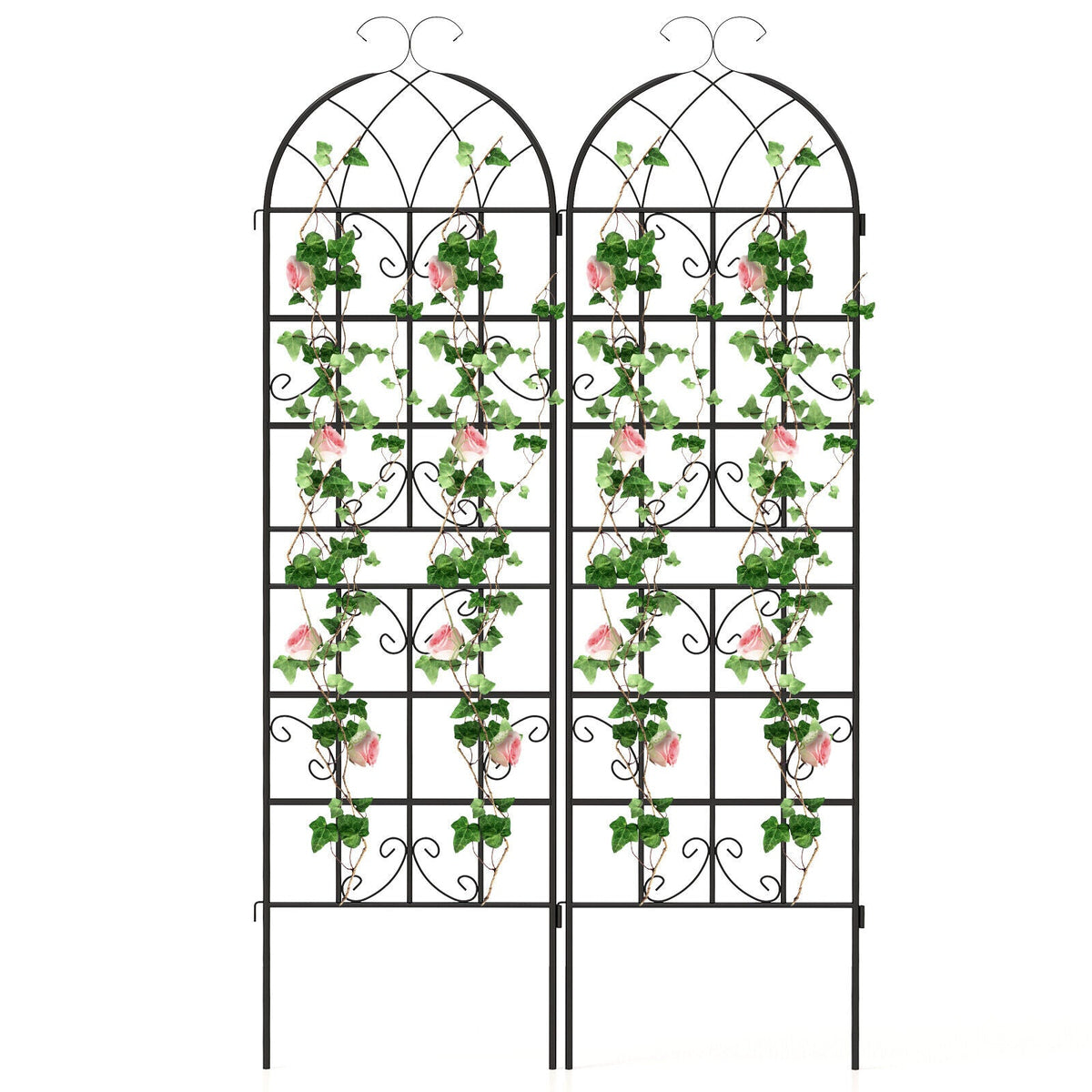 2PCS Metal Garden Trellis Fence for Climbing Plants Rustproof Decorative Screen