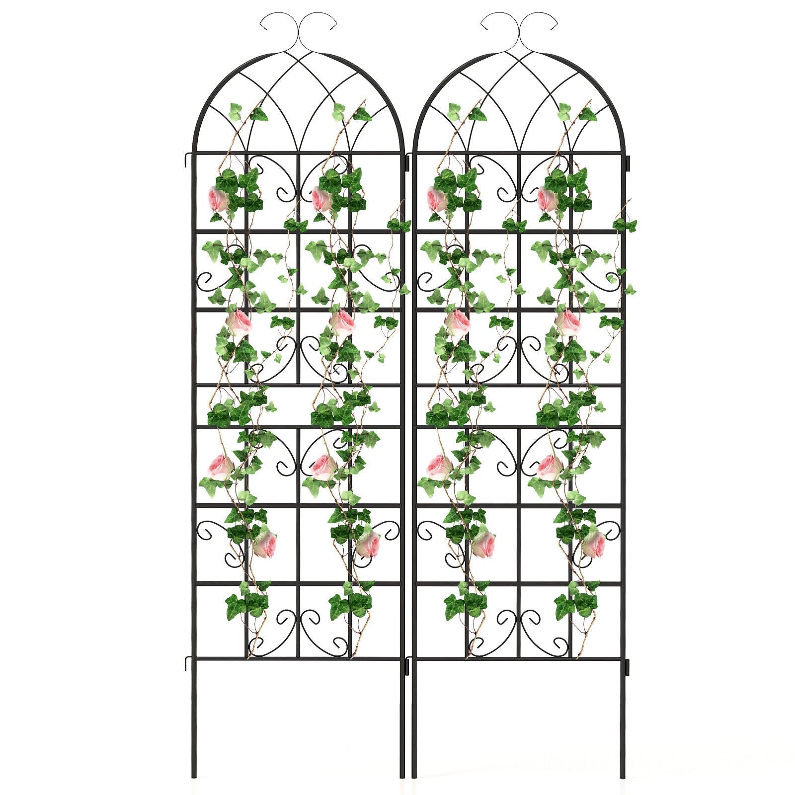 2PCS Metal Garden Trellis Fence for Climbing Plants Rustproof Decorative Screen