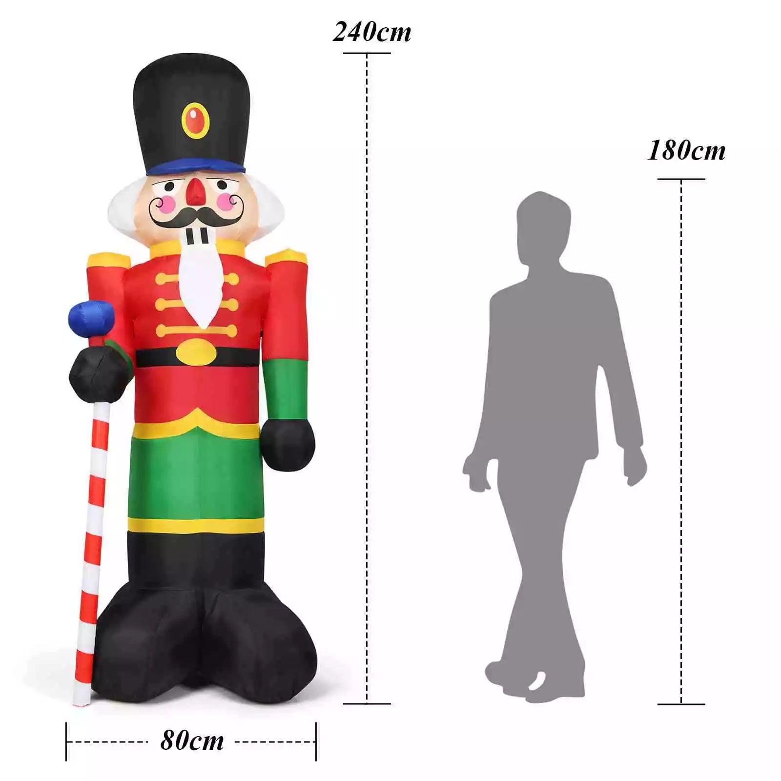 2.4M Inflatable Christmas Nutcracker Soldier Blow Up Xmas Decor Outdoor Party