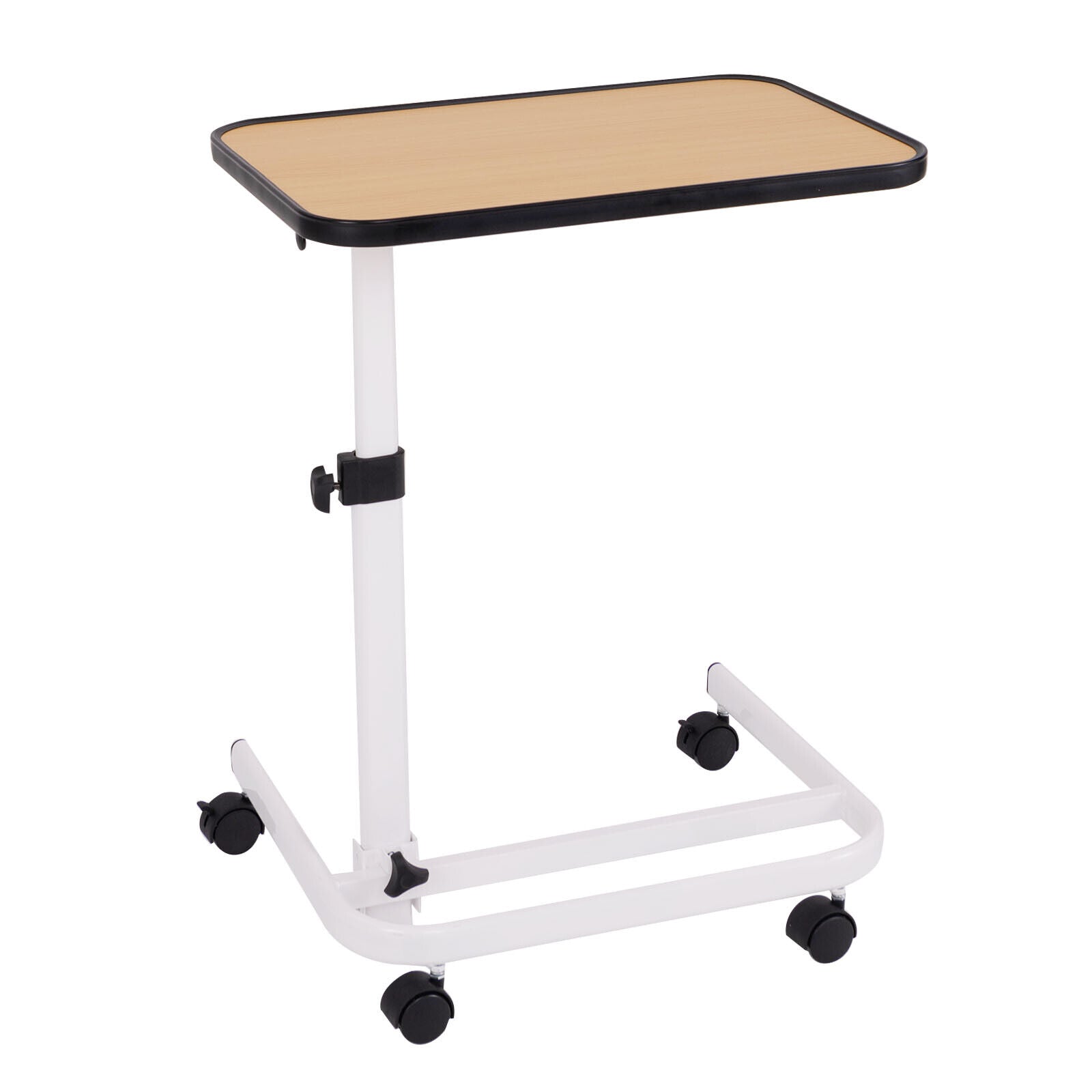 Portable Overbed Table Bedside Table Adjustable Multi-angle w/ Universal Wheels