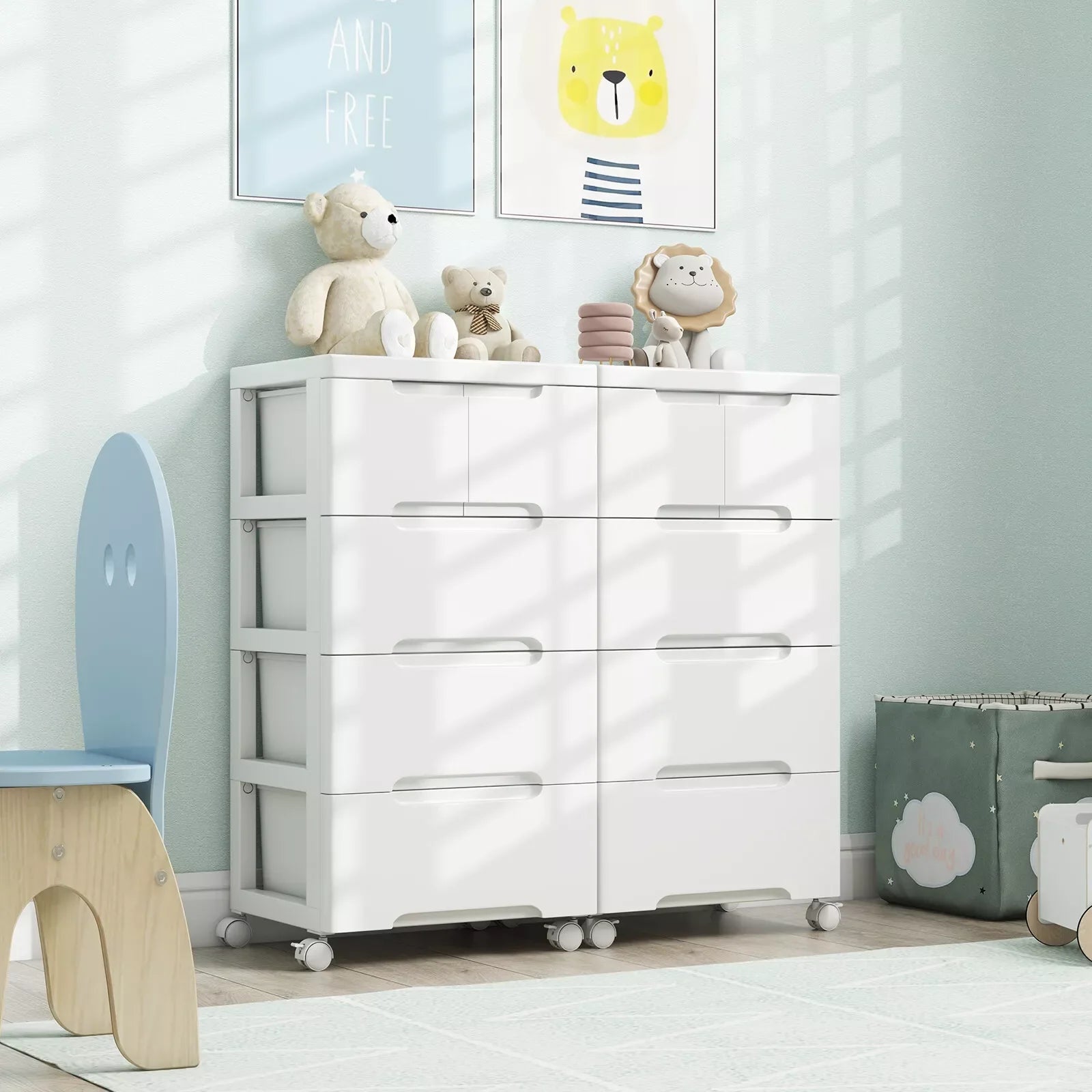 Giantex Rolling Storage Cabinet Vertical Storage Unit with Drawers Plastic Crafts