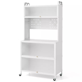 5-Tier Kitchen Bakers Rack Microwave Stand w/ Flip Door Cabinet