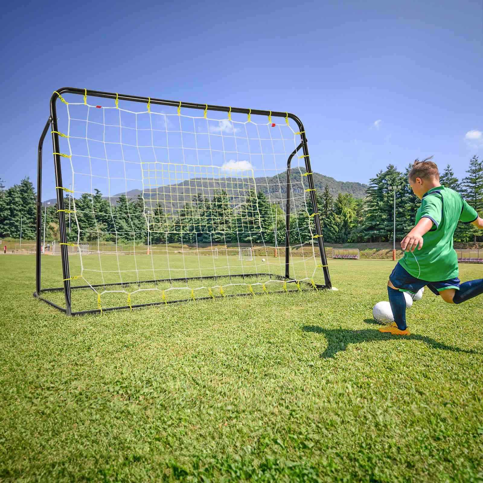 2-in-1 Kids Soccer Rebounder, 1.9m x 1.2m Adjustable Soccer Goal Set for 6+ Kids