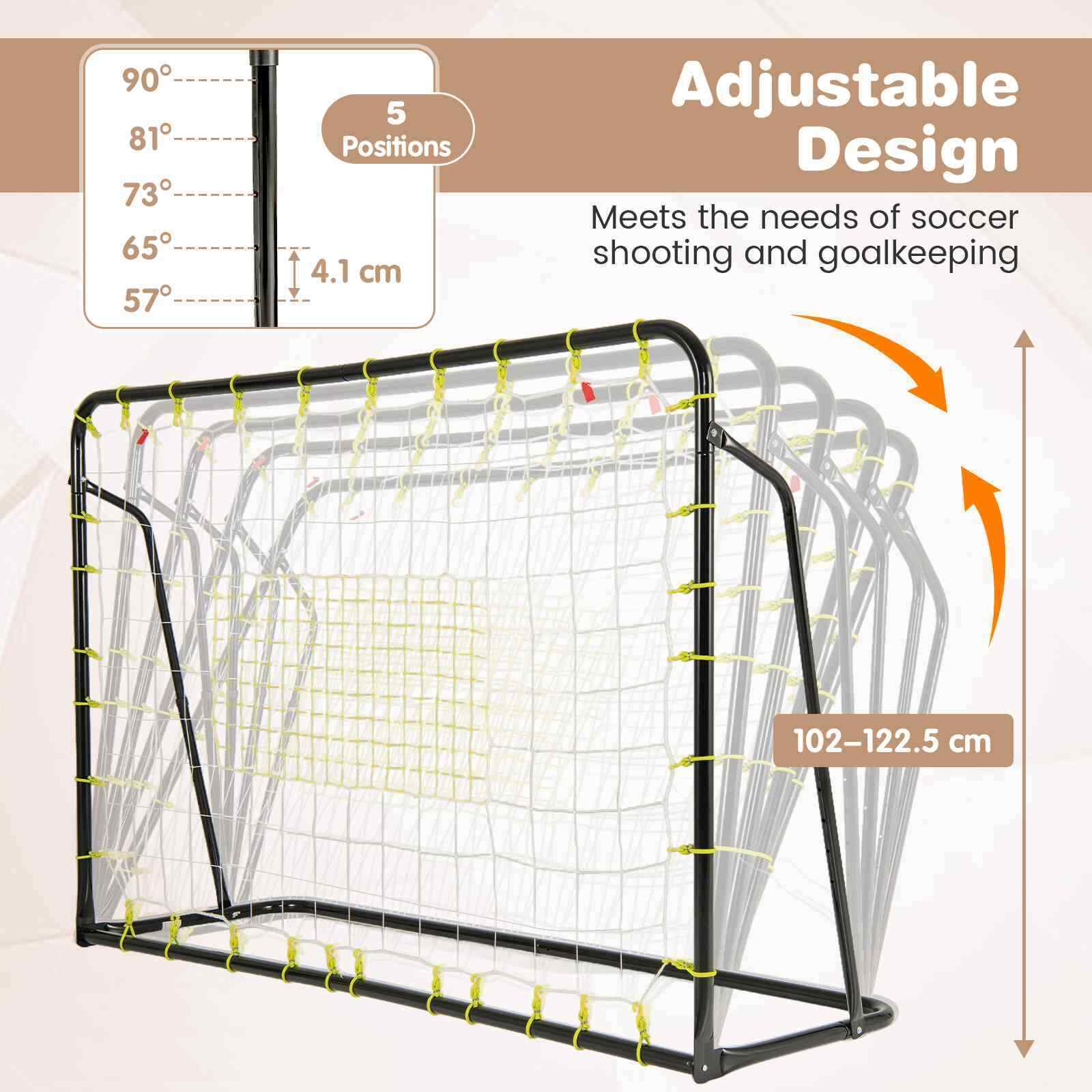 2-in-1 Kids Soccer Rebounder, 1.9m x 1.2m Adjustable Soccer Goal Set for 6+ Kids
