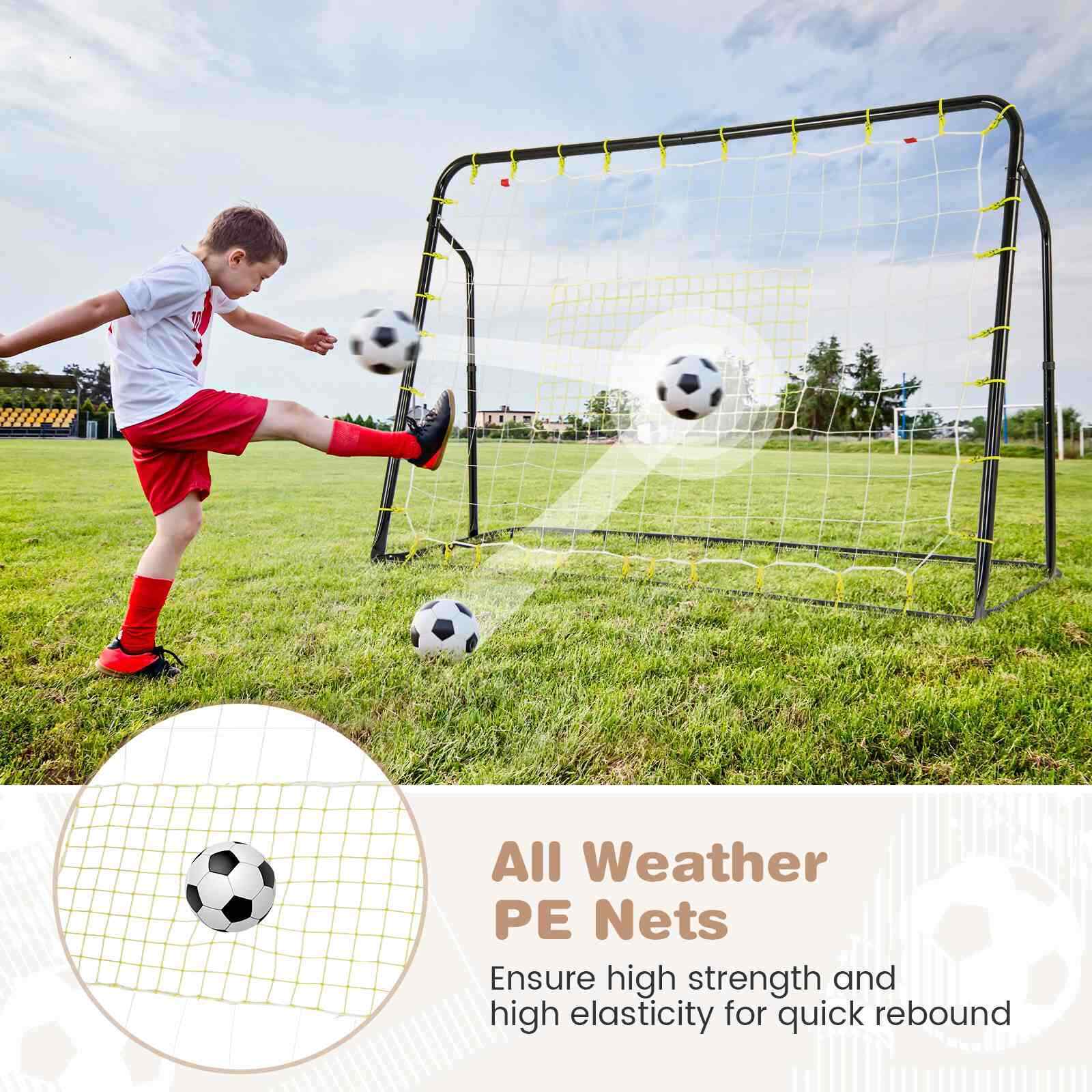 2-in-1 Kids Soccer Rebounder, 1.9m x 1.2m Adjustable Soccer Goal Set for 6+ Kids