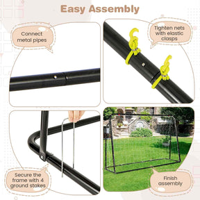 2-in-1 Kids Soccer Rebounder, 1.9m x 1.2m Adjustable Soccer Goal Set for 6+ Kids