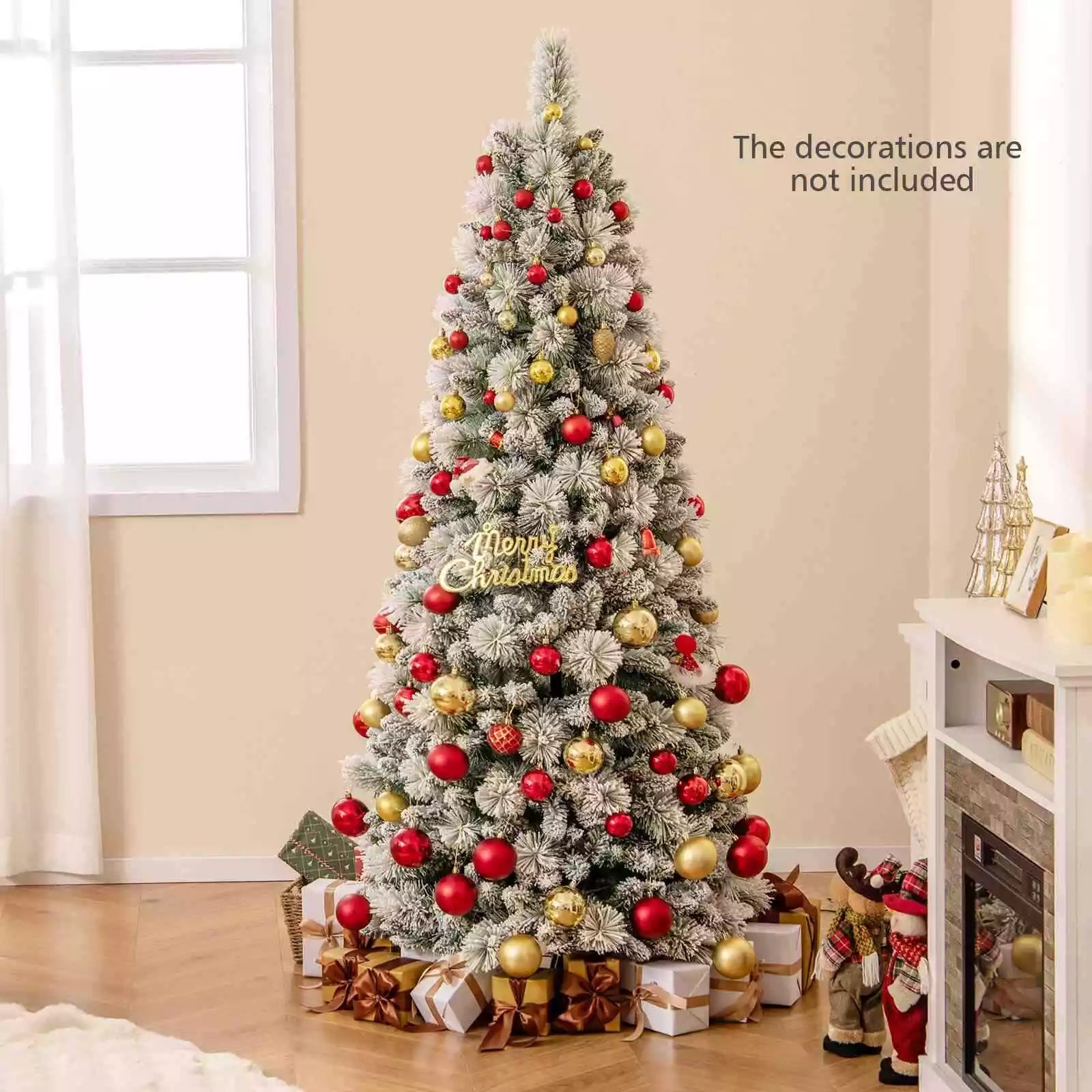 180CM Flocked Xmas Christmas Tree w/517 Branch Tips & 170 Warm White LED Lights