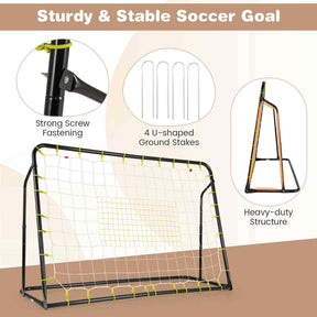 2-in-1 Kids Soccer Rebounder, 1.9m x 1.2m Adjustable Soccer Goal Set for 6+ Kids