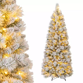 180CM Flocked Xmas Christmas Tree w/517 Branch Tips & 170 Warm White LED Lights