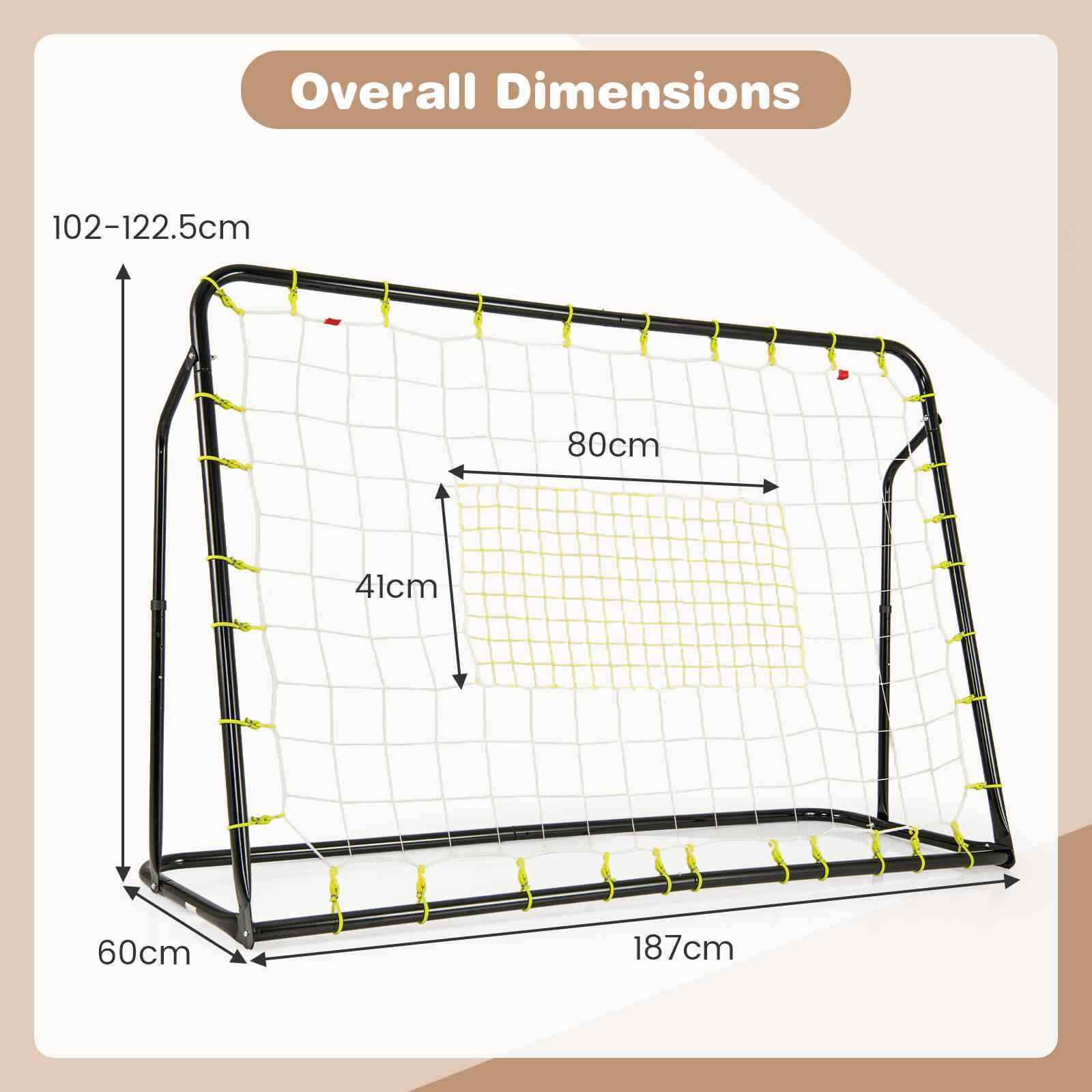 2-in-1 Kids Soccer Rebounder, 1.9m x 1.2m Adjustable Soccer Goal Set for 6+ Kids