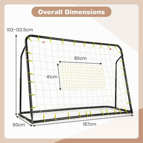2-in-1 Kids Soccer Rebounder, 1.9m x 1.2m Adjustable Soccer Goal Set for 6+ Kids
