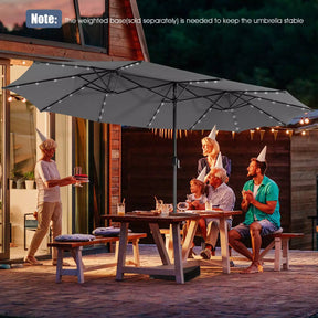 Twin Patio Umbrella 48 LED Lights Outdoor Double-Side Parasol Sun Shade Poolside