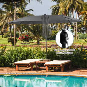 Twin Patio Umbrella 48 LED Lights Outdoor Double-Side Parasol Sun Shade Poolside