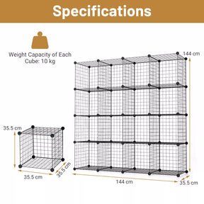 16 Cubes DIY Organizer Wire Cube Stackable Storage Shelves Modular Bookshelf